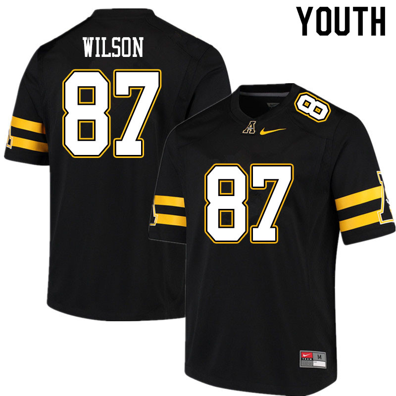 Youth #87 Eli Wilson Appalachian State Mountaineers College Football Jerseys Sale-Black - Click Image to Close